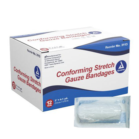 Dynarex, Sterile Conforming Bandage 3 Inch x 4-1/10 Yard, Count of 12 Dynarex