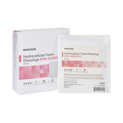 McKesson, Foam Dressing 4 X 4 Inch Without Border Film Backing Nonadhesive 16-4739, Box Of 10 McKesson