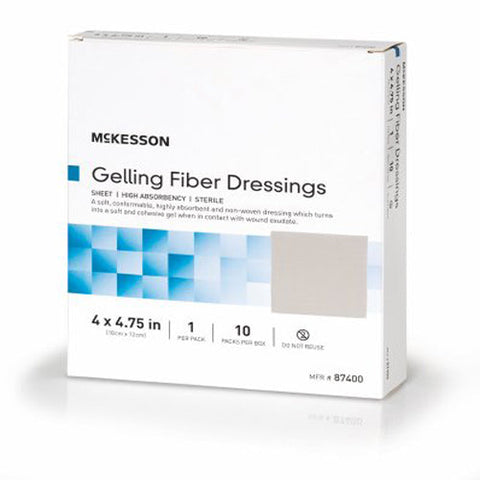 McKesson, Absorbent Gelling Fiber Dressing 4 x 4-3/4 Inch, Box Of 10 McKesson