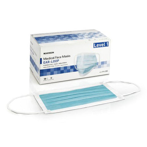 McKesson, ASTM Level 1 Medical Face Masks Blue, Box Of 50 McKesson