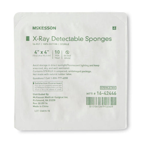 McKesson, Sterile x-Ray Detectable Gauze Sponge 4 x 4 Inch, Count of 1 McKesson