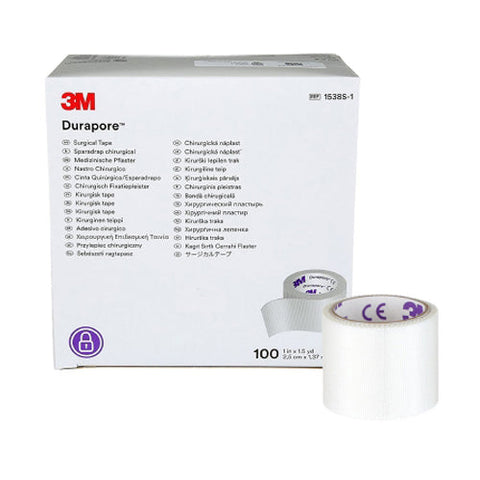 3M, Durapore Silk-Like Cloth Medical Tape 1 Inch x 1-1/2 Yard White, Box Of 100 3M