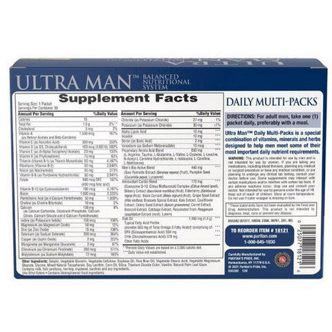 Puritan's Pride, Ultra Man Daily Multivitamins, 30 Packets Puritan's Pride