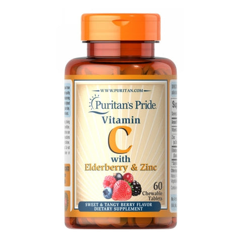 Puritan's Pride, Vitamin C with Elderberry & Zinc, 60 Chewables Puritan's Pride