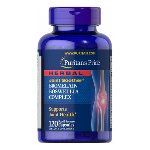 Puritan's Pride, Herbal Joint Soother Bromelain Boswellia Complex with Turmeric, 120 Capsules Puritan's Pride