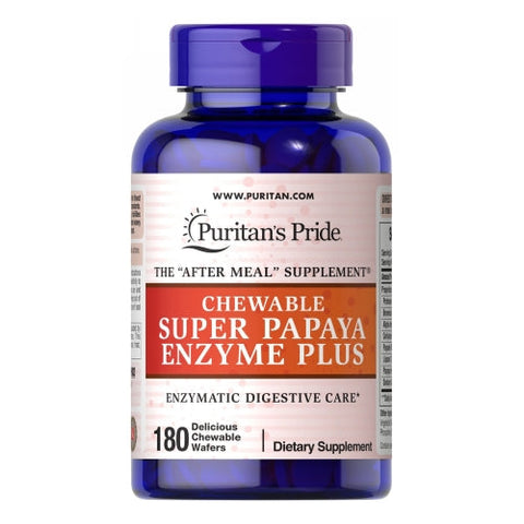 Puritan's Pride, Chewable Super Papaya Enzyme Plus, 180 Chewables Puritan's Pride