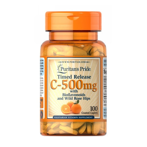 Puritan's Pride, Vitamin C-500 mg with Rose Hips Time Release, 100 Caplets Puritan's Pride
