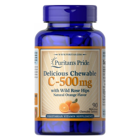 Puritan's Pride, Chewable Vitamin C 500 mg with Rose Hips, 90 Chewables Puritan's Pride