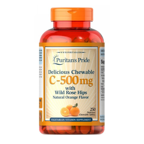Puritan's Pride, Chewable Vitamin C-500 mg with Rose Hips, 250 Chewables Puritan's Pride