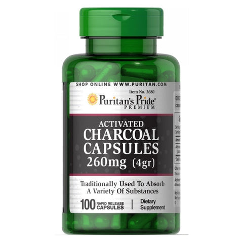 Puritan's Pride, Charcoal (Activated), 260 mg, 100 Capsules Puritan's Pride