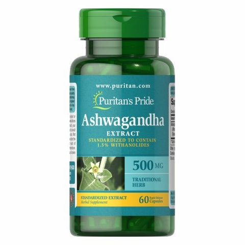 Puritan's Pride, Ashwagandha Standardized Extract, 500 mg, 60 Capsules Puritan's Pride