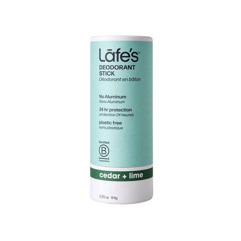 Lafes Natural Body Care, Natural Deodorant Stick Plastic Free Cedar And Lime, 2.25 Oz Lafes Natural Body Care