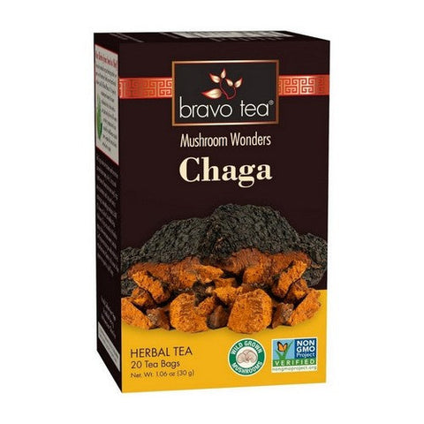 Bravo Tea, Mushroom Wonders Chaga Herbal Tea, 20 Bags Bravo Tea