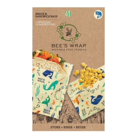 Bees Wrap, Under The Sea Snack Sandwich Bags, 2 Count Bees Wrap