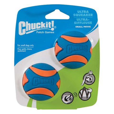 Chuckit! Ultra Squeaker Balls Dog Toy Blue/Orange, 1 Each/2 pk, Small by Chuckit!