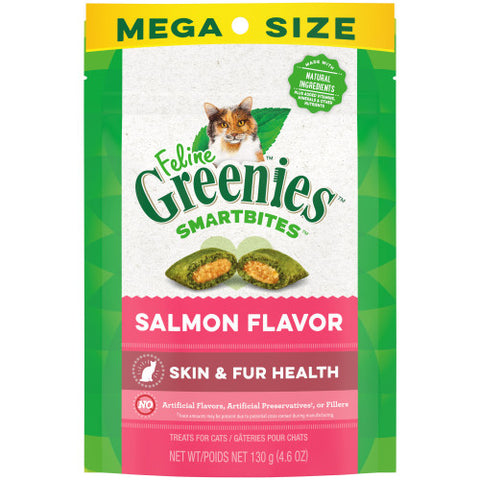 Greenies Feline SmartBites Skin & Fur Crunchy & Soft Adult Cat Treats Salmon, 1 Each/4.6 Oz by Greenies