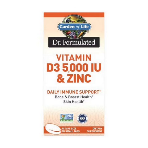 Garden of Life, Dr. Formulated Vitamin D3 and Zinc, 5000 IU, 30 Tabs Garden of Life