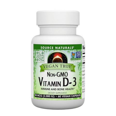 Source Naturals, Vegan True Non-GMO Vitamin D-3, 2,000 IU, 60 VegCaps Source Naturals