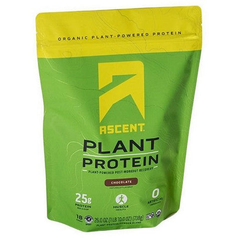 Ascent, Organic Chocolate Plant Protein Powder, 26 Oz Ascent