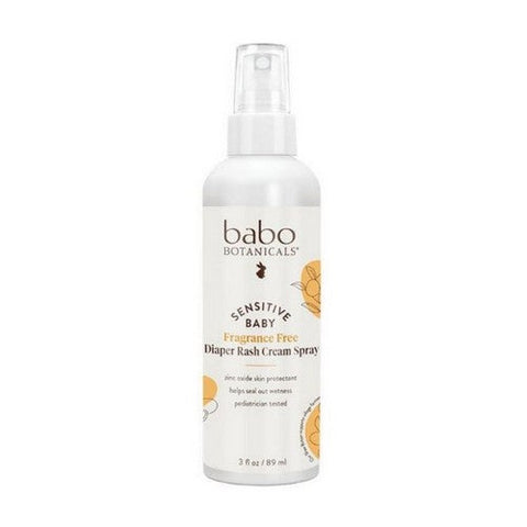 Babo Botanicals, Sensitive Baby Diaper Rash Cream Spray, Fragrance Free 3 Oz Babo Botanicals