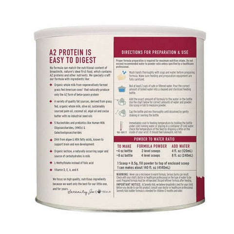 Serenity Kids, Grass Fed A2 Whole Milk Toddler Formula Powder 12-36 Months, 21 Oz