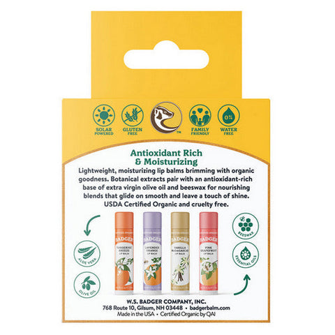 Badger Balm, Classic Lip Balm Set Gold, 4 Count Badger Balm