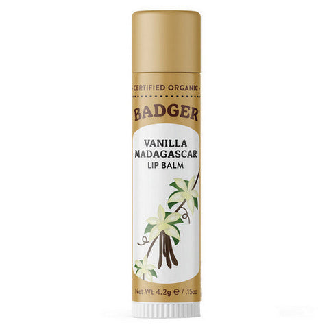 Badger Balm, Vanilla Madagascar Lip Balm Stick, .15 Oz Badger Balm