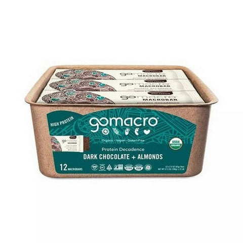 Gomacro, MacroBars Dark Chocolate And Almonds, 12 Count Gomacro