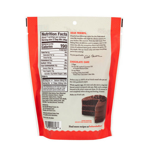Bobs Red Mill, Grain Free Chocolate Cake Mix, 10.5 Oz Bobs Red Mill