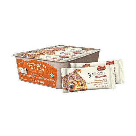 Gomacro, Double Chocolate Plus Peanut Butter Chip Macrobar, 12 Count Gomacro