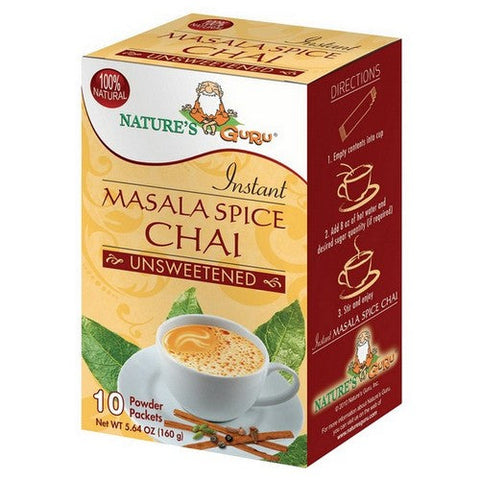 Natureâ€™s Guru, Masala Chai Unsweetened, 10 Count Nature’s Guru