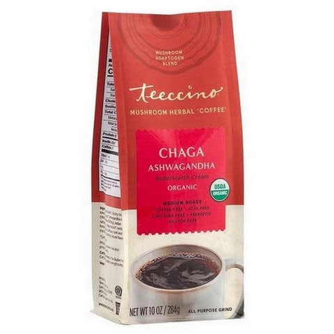 Teeccino, Chaga Ashwagandha Herbal Coffee, 10 Oz Teeccino