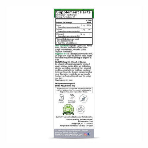 Nature's Answer, Concentrated Chlorophyll Liquid Drops Alcohol-Free, 50 Mg, 2 Oz Nature's Answer