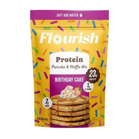 Flourish, Protein Pancake Mix Birthday Cake, 16 Oz Flourish