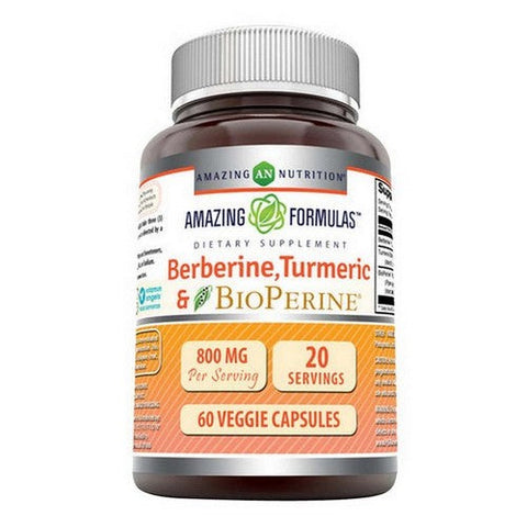 Amazing Nutrition, Amazing Formulas Berberine Turmeric And Bioperine, 800 Mg, 60 Veg Caps Amazing Nutrition