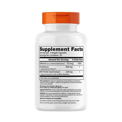 Doctors Best, Glutathione + Milk Thistle, 60 Veggie Caps Doctors Best