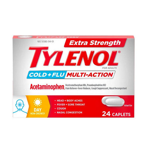 Tylenol, Cold + Flu Multi-Action Caplets Day Extra Strength, 24 Caps Tylenol