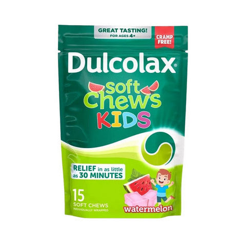 Dulcolax, Kids Soft Chews Saline Laxative Watermelon Constipation Relief, 1200 Mg, 15 Each Dulcolax