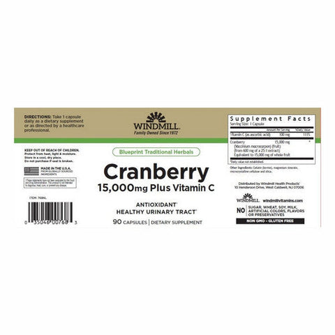 Windmill, Cranberry Plus Vitamin C, 15000 Mg, 90 Capsules