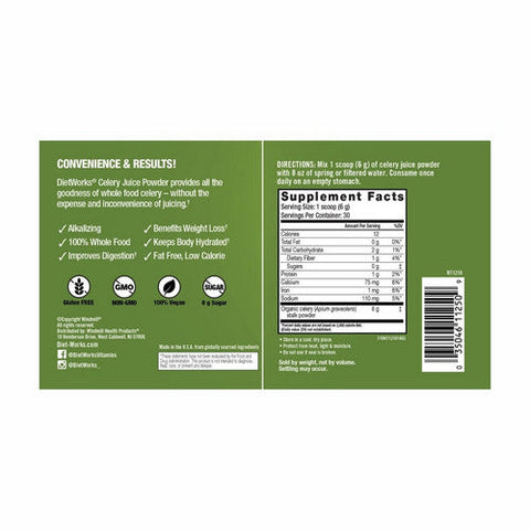 DietWorks, Celery Juice Powder, 6.35 Oz DietWorks