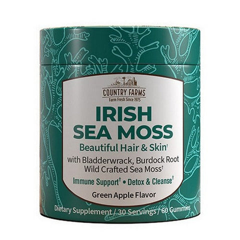 Country Farms, Irish Sea Moss Green Apple, 60 Gummies Country Farms