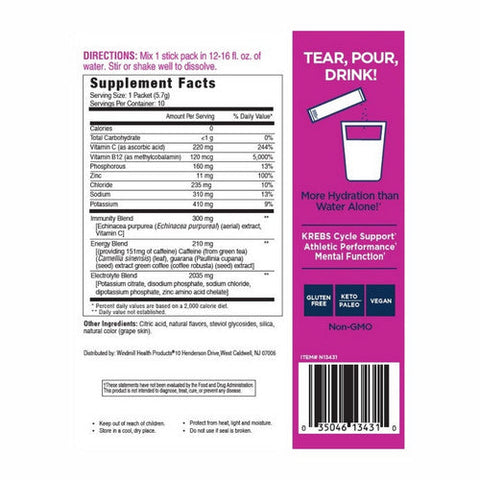 Vitamin Hydrate, Electrolyte Drink Mix Berry Splash, 2 Oz Vitamin Hydrate