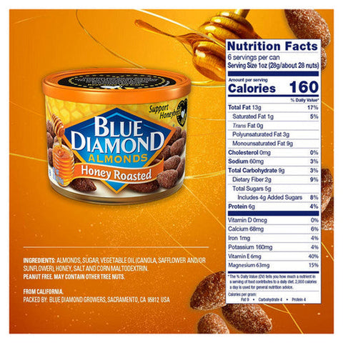 Blue Diamond, Almonds Honey Roasted, 6 Oz(Case Of 12) Blue Diamond