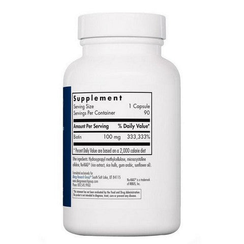 Nutricology/ Allergy Research Group, HiBiotin, 100 Mg, 90 Veg Caps Nutricology/ Allergy Research Group