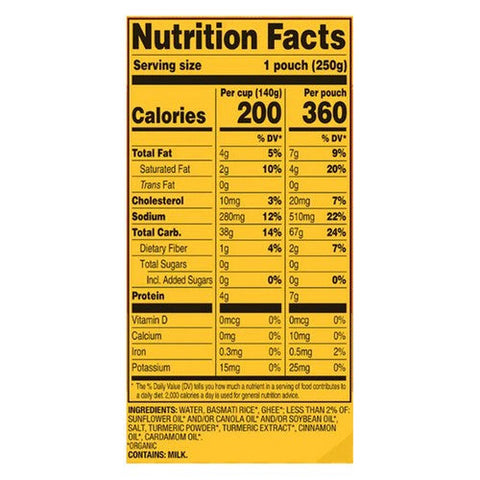 Tasty Bite, Organic Turmeric Rice, 8.8 Oz (Case Of 12) Tasty Bite