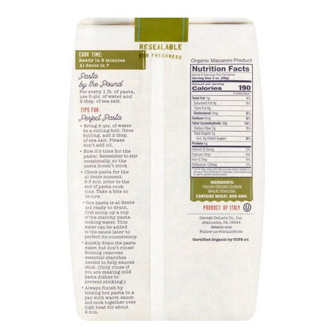Delallo, Organic Gemelli Noodles, 16 Oz (Case Of 8) Delallo