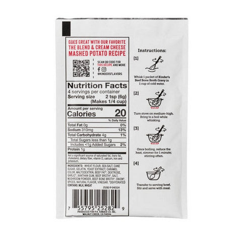 Kinders, Classic Beef Bone Broth Gravy, 0.88 Oz (Case Of 15) Kinders