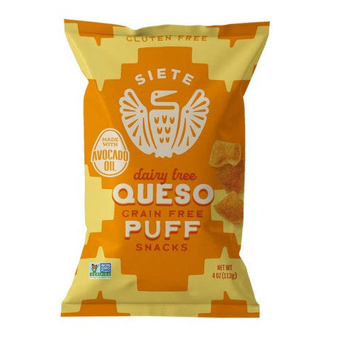 Siete, Queso Puffs Snacks Dairy free, 4 Oz (Case Of 6) Siete