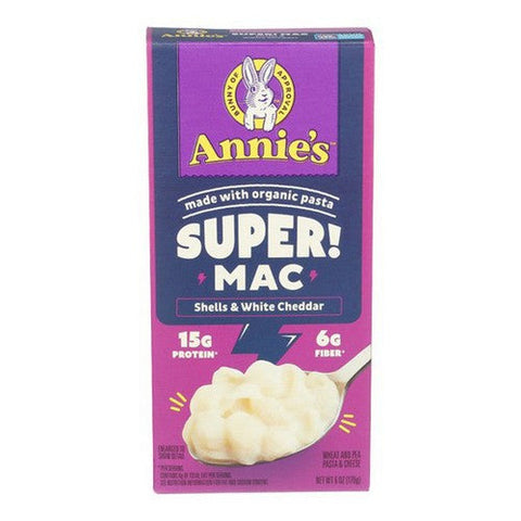 Annie's Homegrown, Super Mac Protein Mac And Cheese Shells White Cheddar, 6 Oz (Case Of 12) Annie's Homegrown