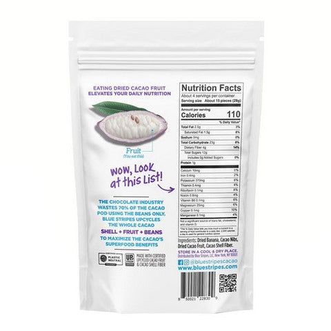 Blue Stripes, Dried Cacao Fruit Banana Cacao Nibs, 4 Oz (Case Of 6)